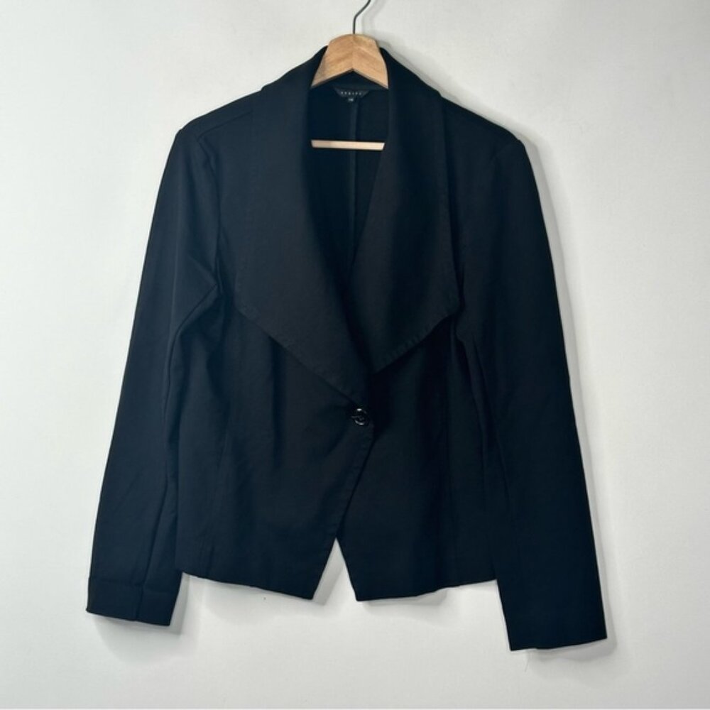 Ispiri Black Blazer Jacket Long Sleeves Stretch One Button